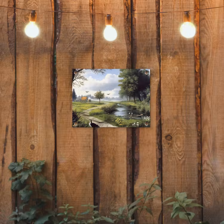 Tuinposter - Zandpad - Groen landschap - Water — 2