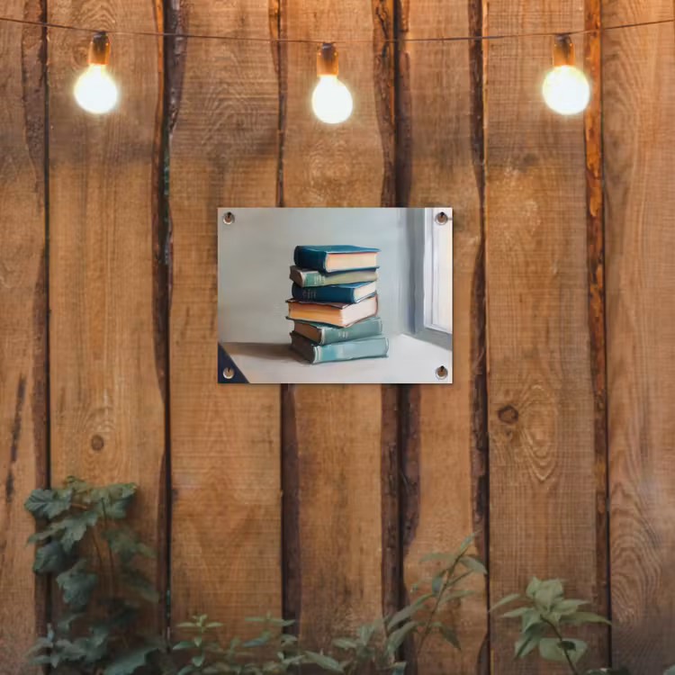 Tuinposter - Stapel - Boeken - Groen - Daglicht — 2