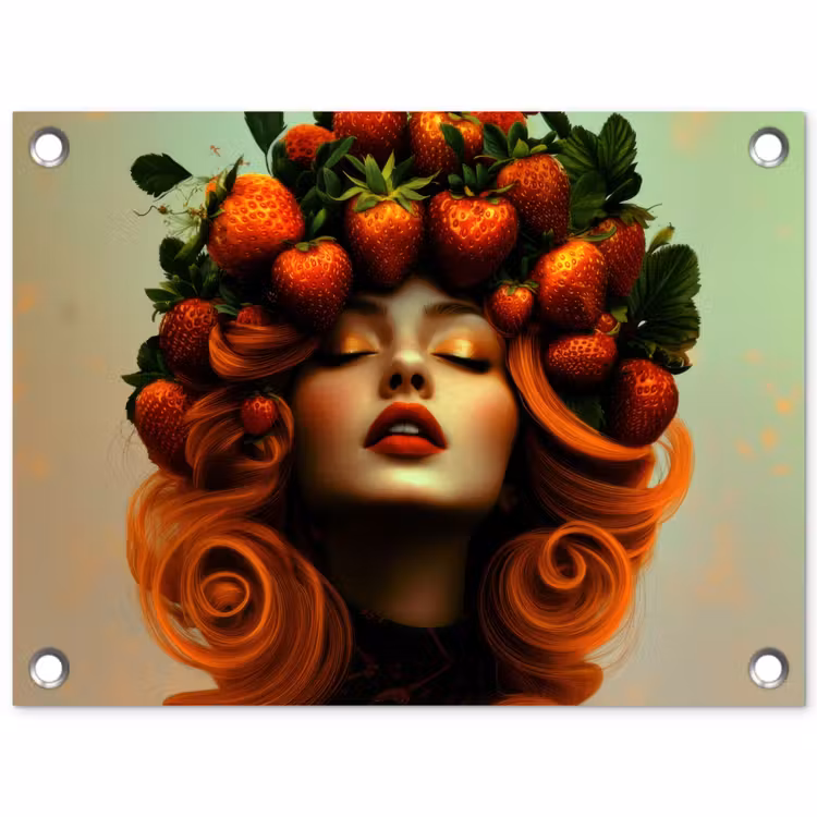 Tuinposter - Vrouw - Aardbeien - Kroon — 1