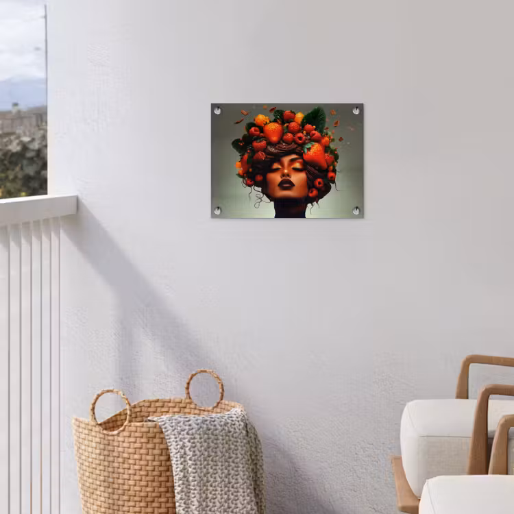 Tuinposter - Vrouw - Chocolade - Frambozen - Aardbeien - Koekjes — 3