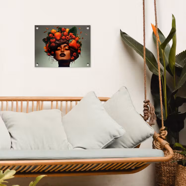 Tuinposter - Vrouw - Chocolade - Frambozen - Aardbeien - Koekjes — 5