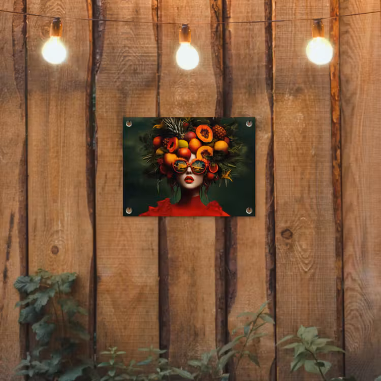 Tuinposter - Vrouw - Vruchten - Papaja - Ananas — 2