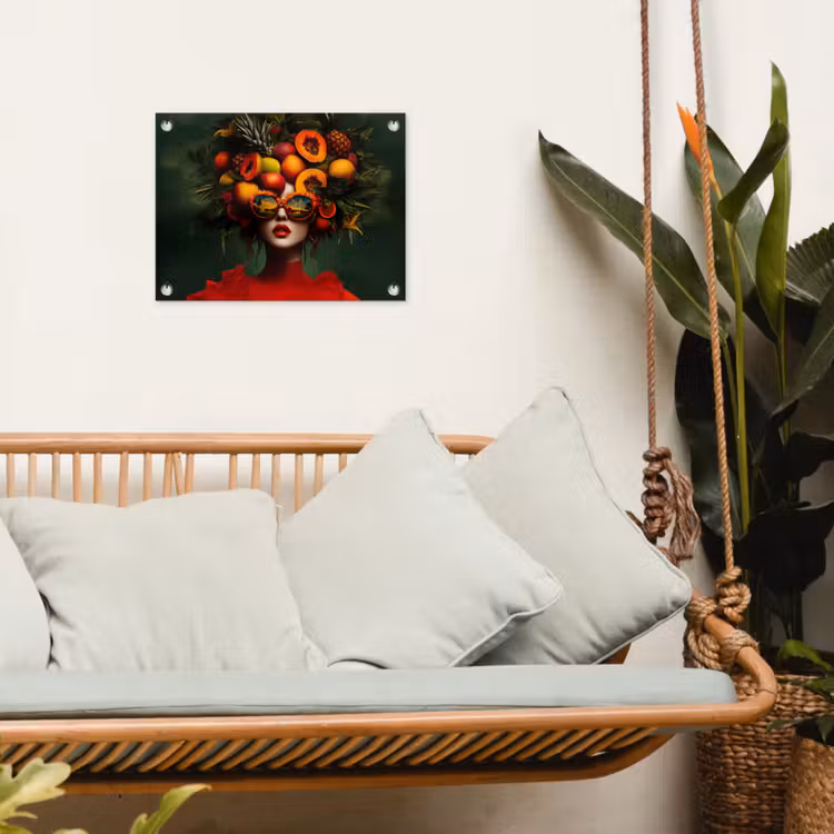 Tuinposter - Vrouw - Vruchten - Papaja - Ananas — 5