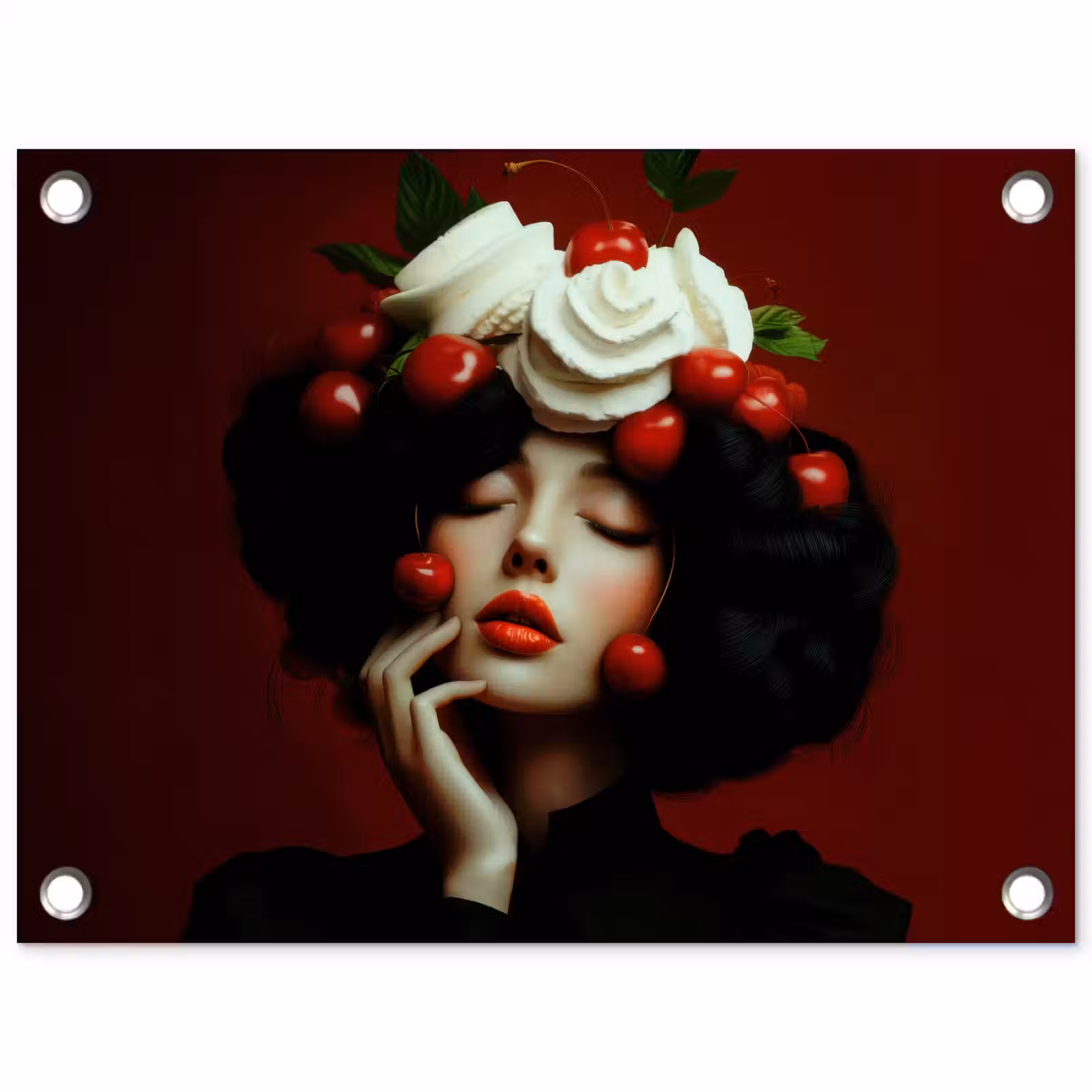 Tuinposter - Vrouw - Kersen - Slagroom — 1