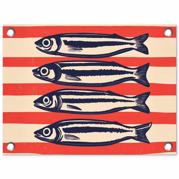 Tuinposter - Sardines - Rood en beige strepen — 1