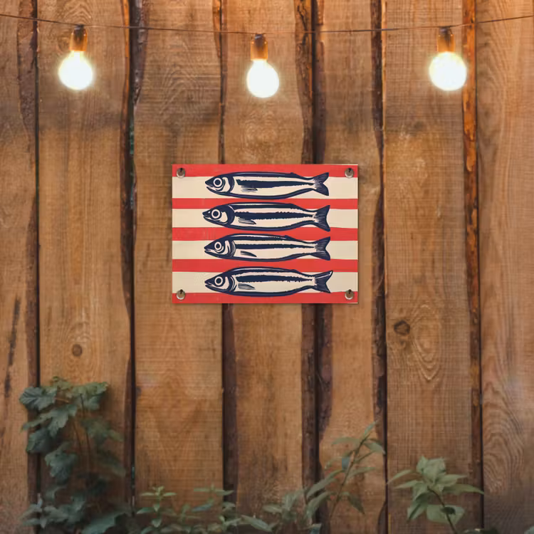 Tuinposter - Sardines - Rood en beige strepen — 2