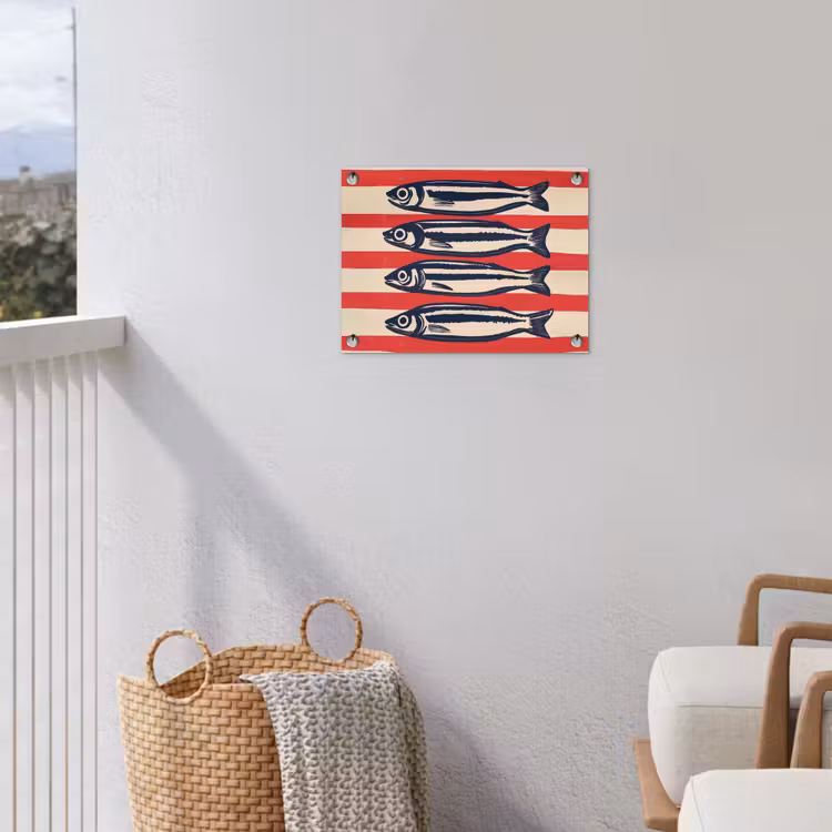 Tuinposter - Sardines - Rood en beige strepen — 3
