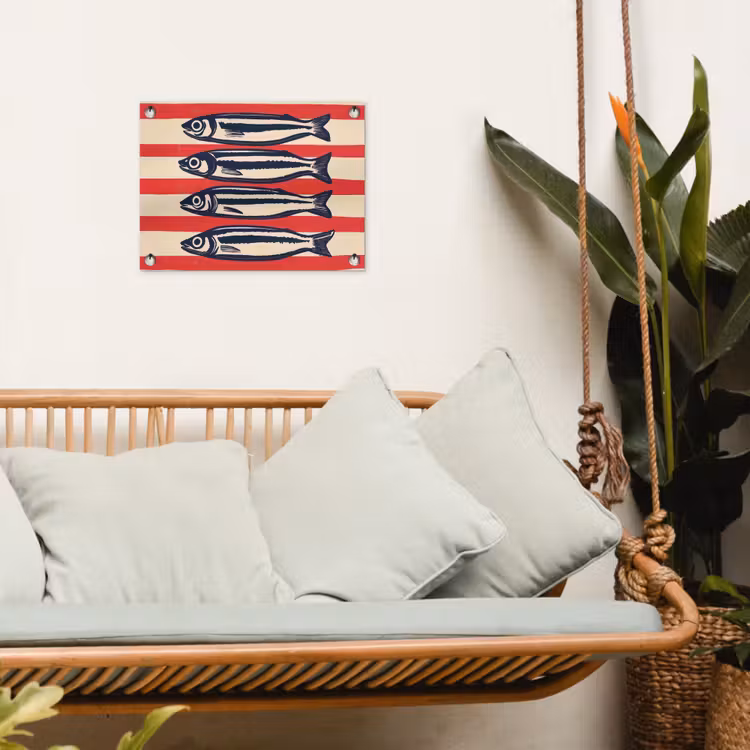 Tuinposter - Sardines - Rood en beige strepen — 5