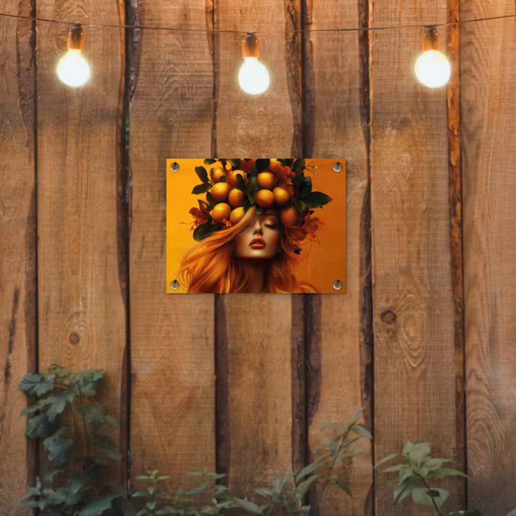 Tuinposter - Vrouw - Citroenen - Bloesem - Geel — 2