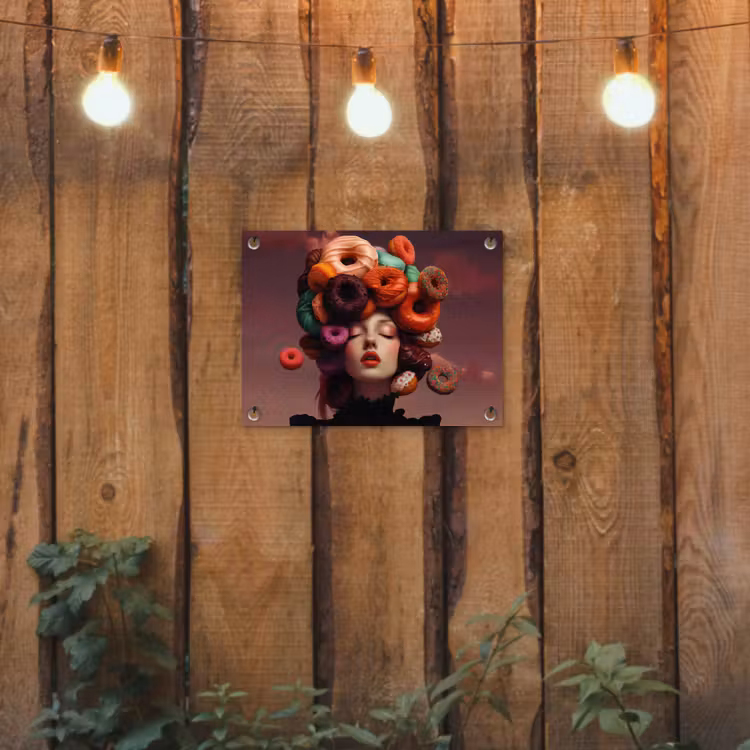 Tuinposter - Vrouw - Donuts - Kleurrijk — 2