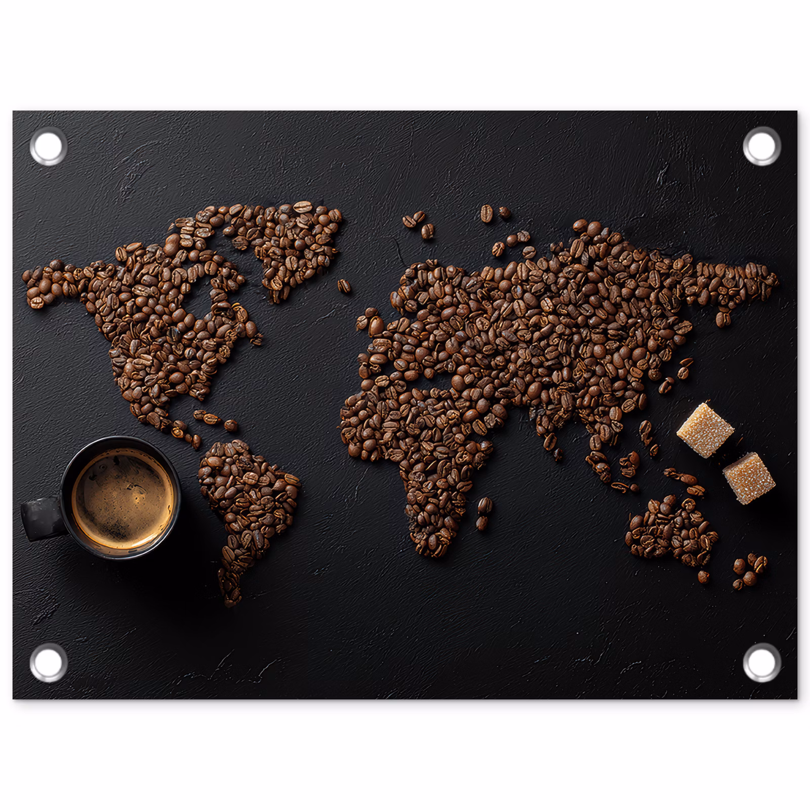 Tuinposter - Wereldkaart - Espresso - Zwart — 1