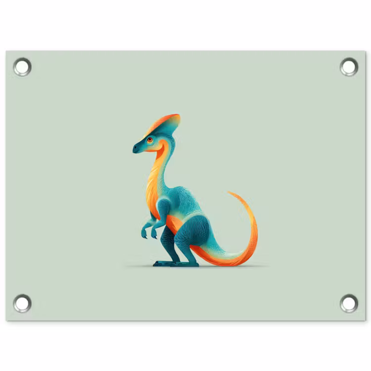 Tuinposter - Staart - Dino - Minimalistisch - Blauw — 1