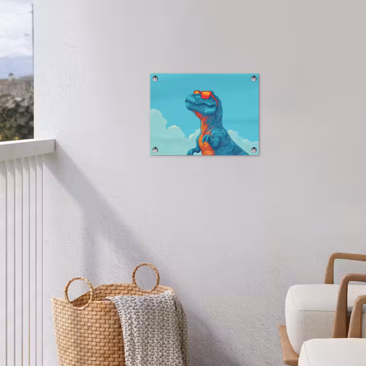 Tuinposter - T-Rex - Blauw - Wolken - Zonnebril — 3
