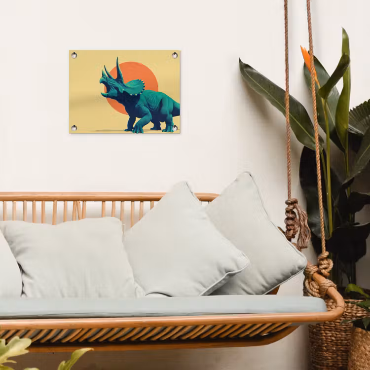 Tuinposter - Triceratops - Cirkel - Oranje - Hoorns — 5