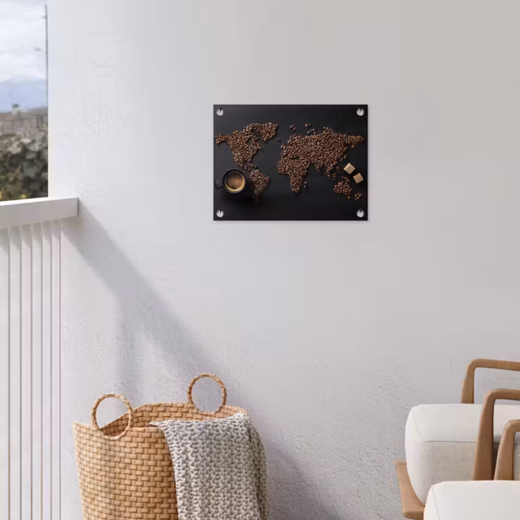 Tuinposter - Wereldkaart - Espresso - Zwart — 3