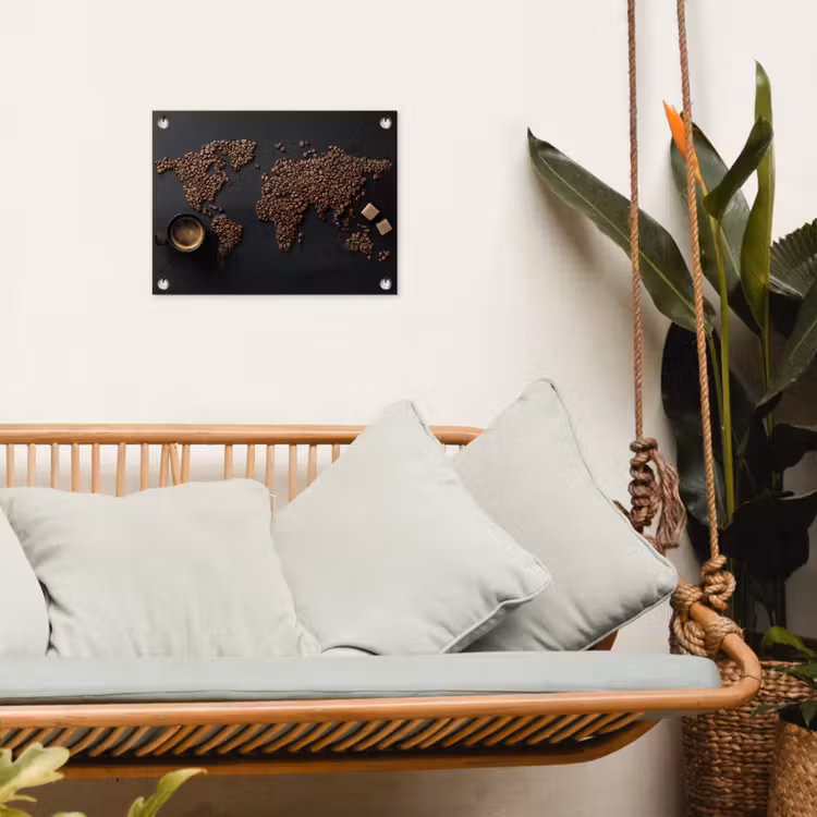 Tuinposter - Wereldkaart - Espresso - Zwart — 5