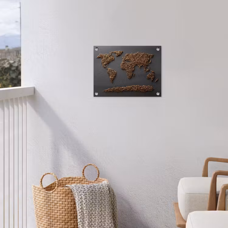 Tuinposter - Wereldkaart - Koffie - Grijs — 3