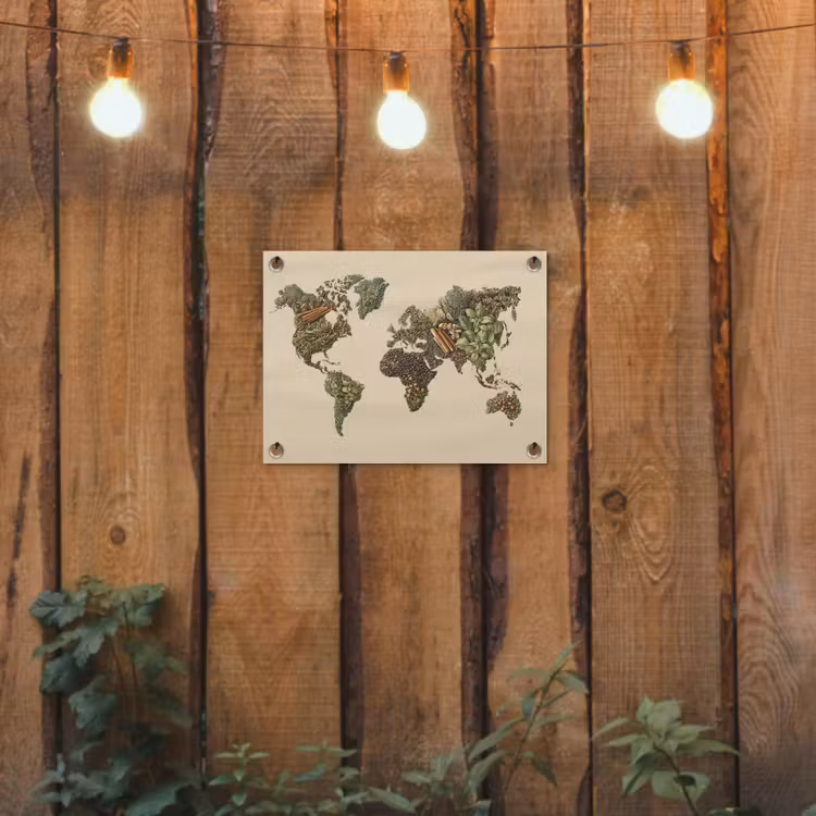 Tuinposter - Wereldkaart - Kruiden - Kleurrijk — 2