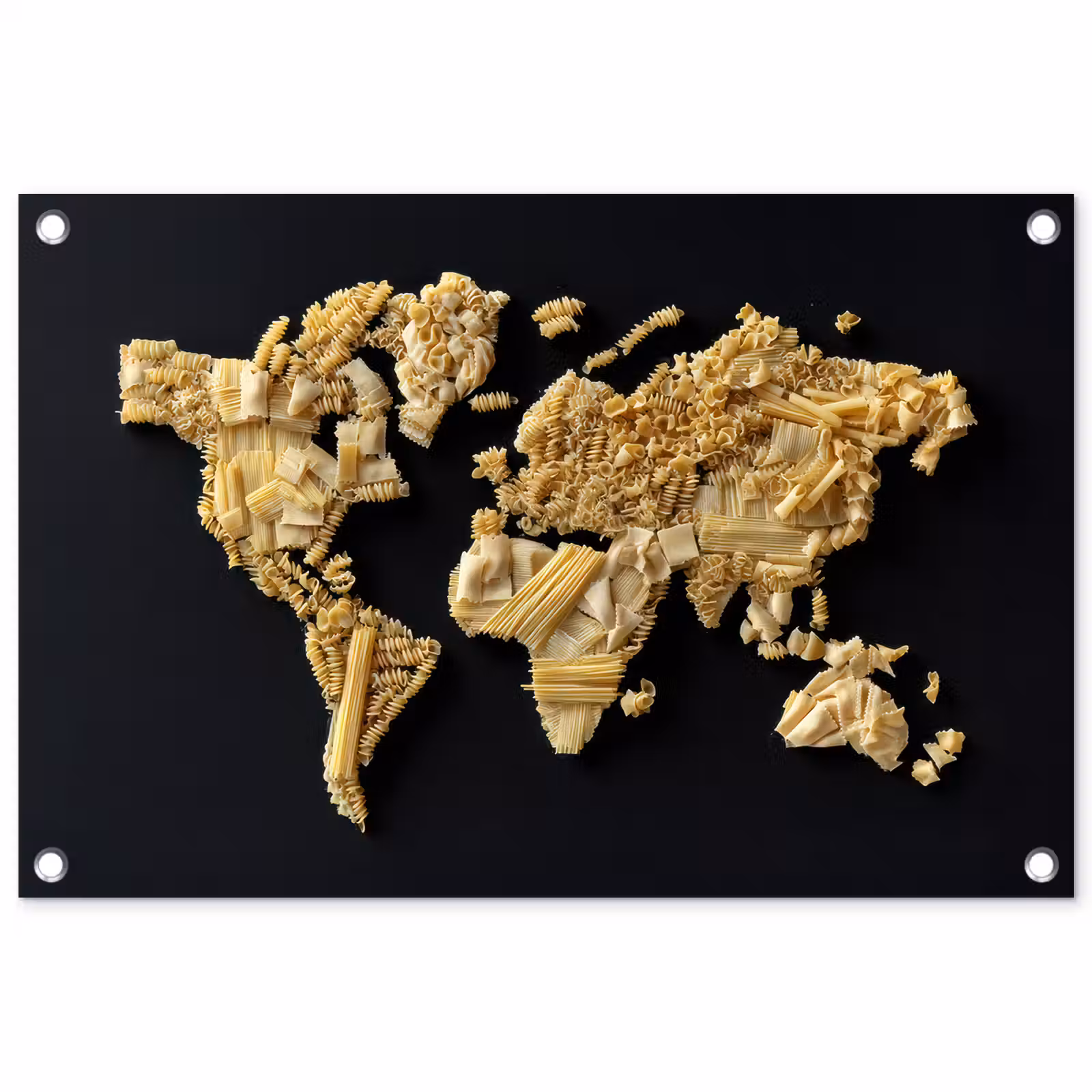 Tuinposter - Wereldkaart - Pasta - Zwart — 1