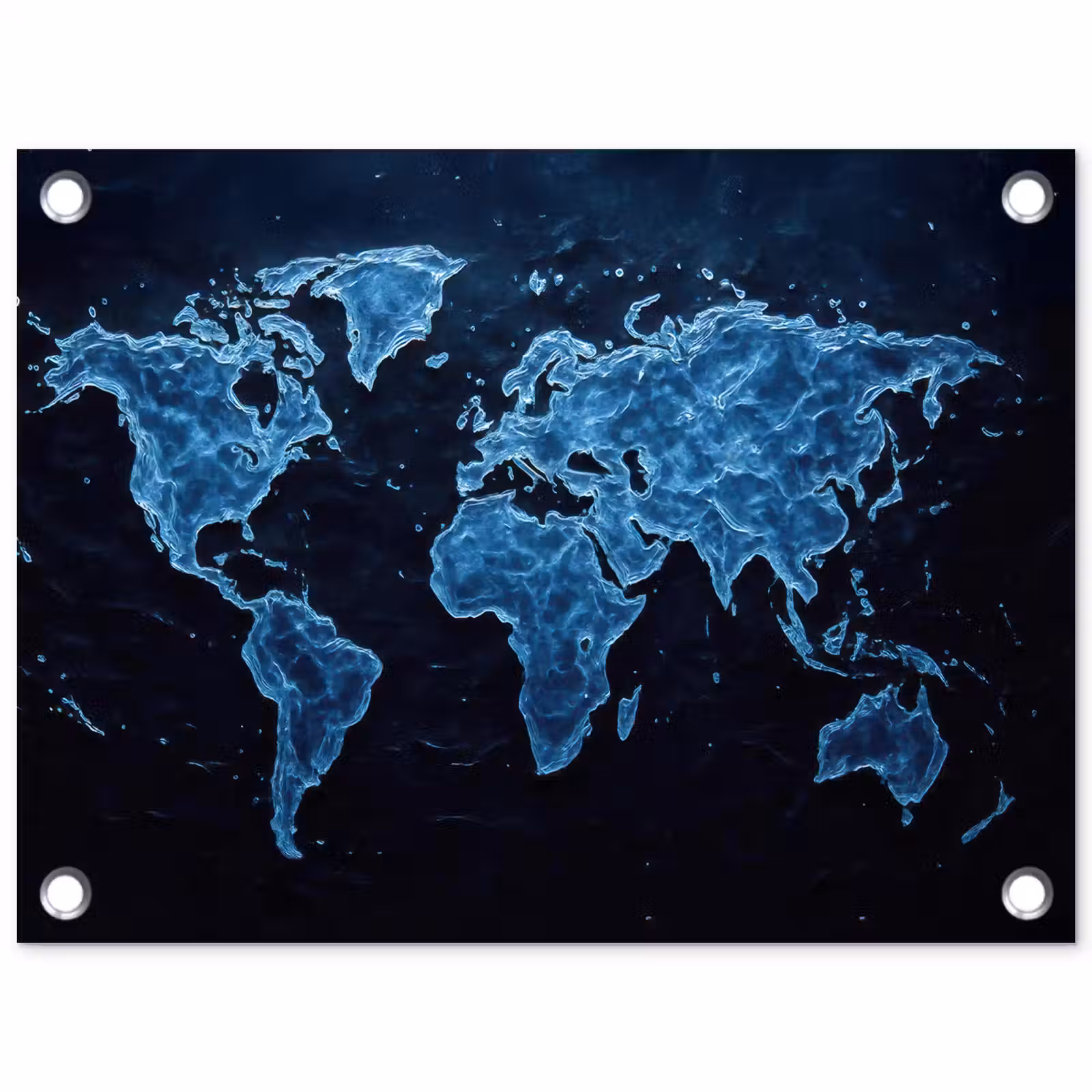 Tuinposter - Wereldkaart - Waterstructuur - Blauw — 1