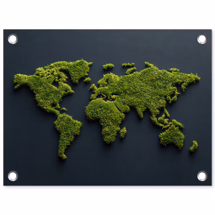 Tuinposter - Wereldkaart - Mos -Levendig effect — 1