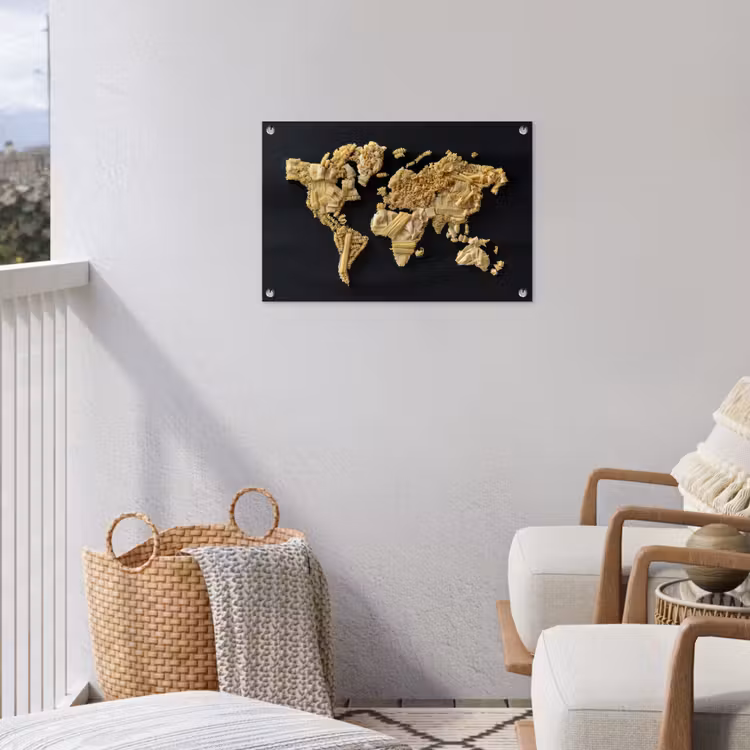Tuinposter - Wereldkaart - Pasta - Zwart — 3