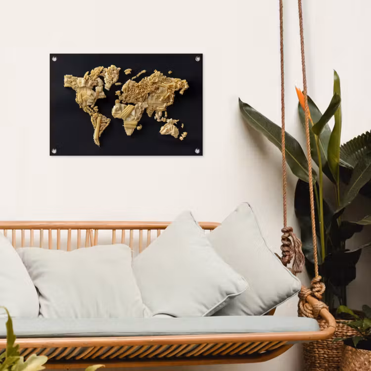 Tuinposter - Wereldkaart - Pasta - Zwart — 5