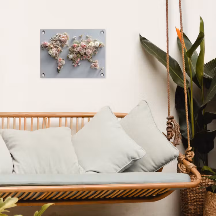 Tuinposter - Wereldkaart - Rozen - Roze — 5
