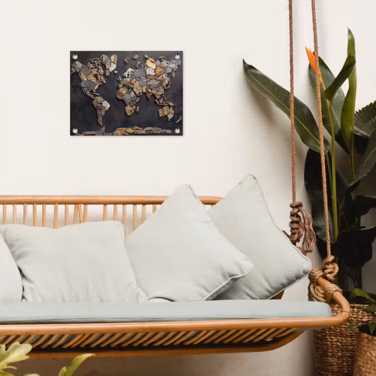 Tuinposter - Wereldkaart - Stenen - Realistisch — 5