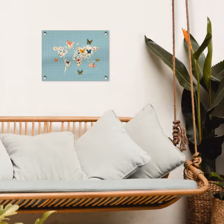 Tuinposter - Wereldkaart - Vlinders - Dromerig — 5
