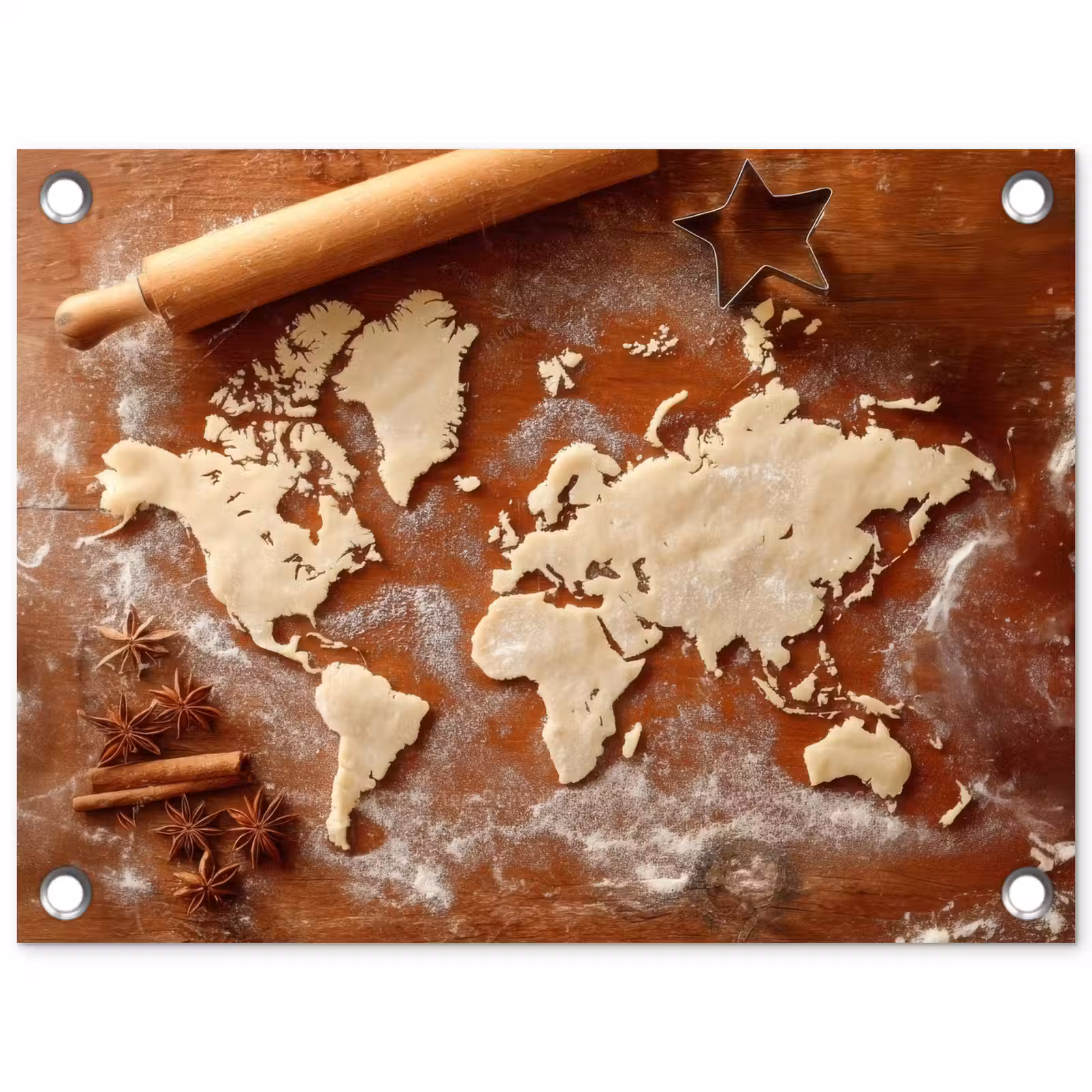 Tuinposter - Wereldkaart - Koekjesdeeg - Warme baksfeer — 1