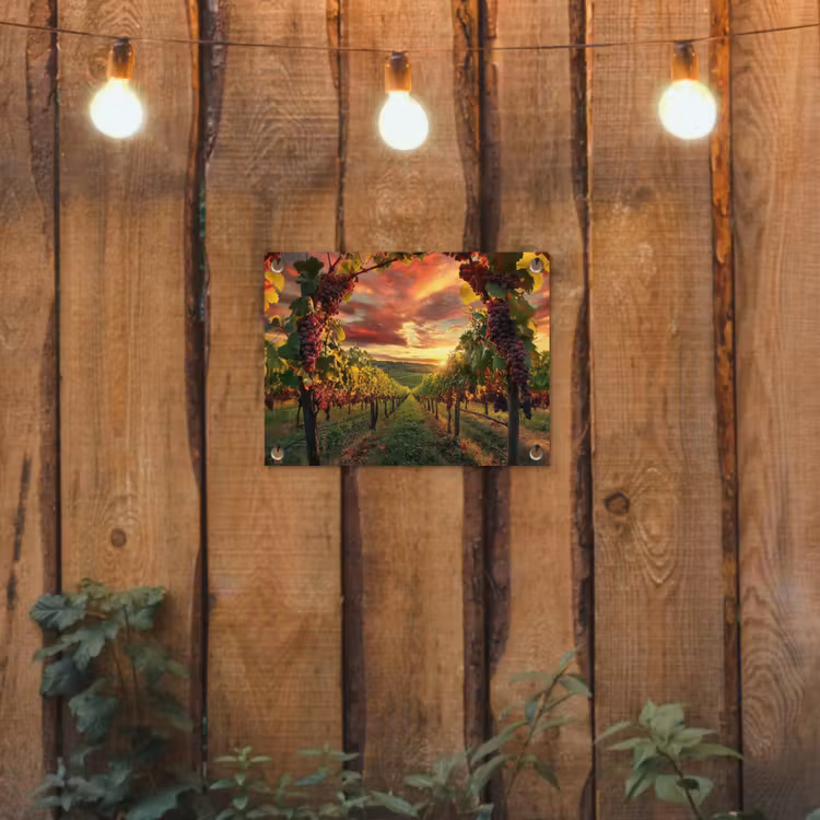Tuinposter - Wijngaard - Druiven - Zonsondergang — 2