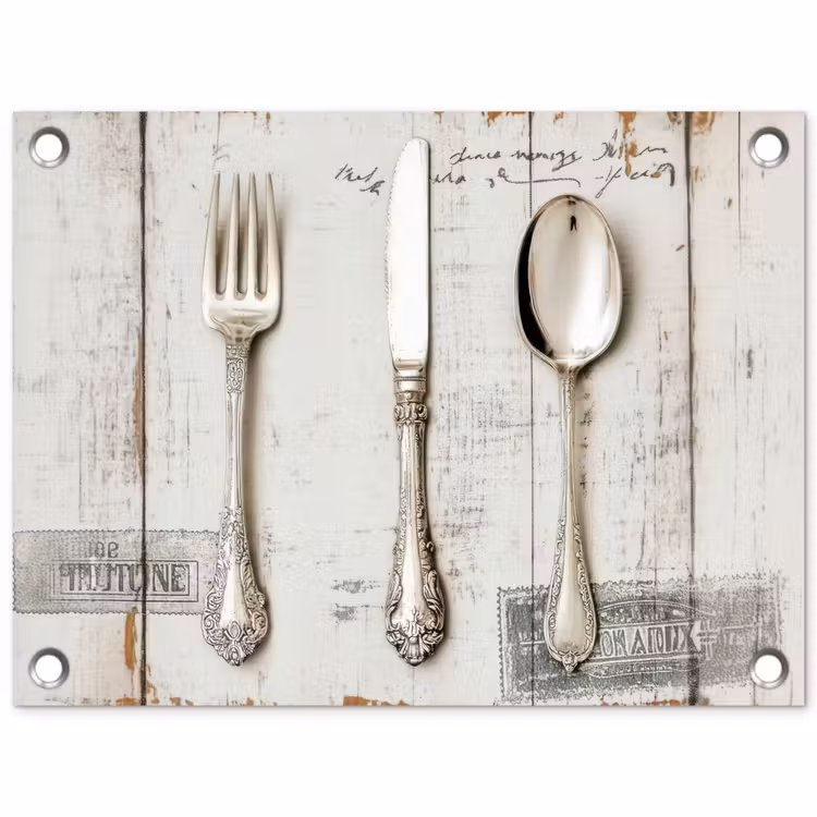 Tuinposter - Zilver - Bestek - Hout — 1
