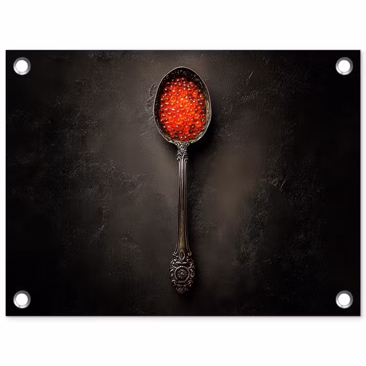 Tuinposter - Zwart - Lepel - Caviar — 1