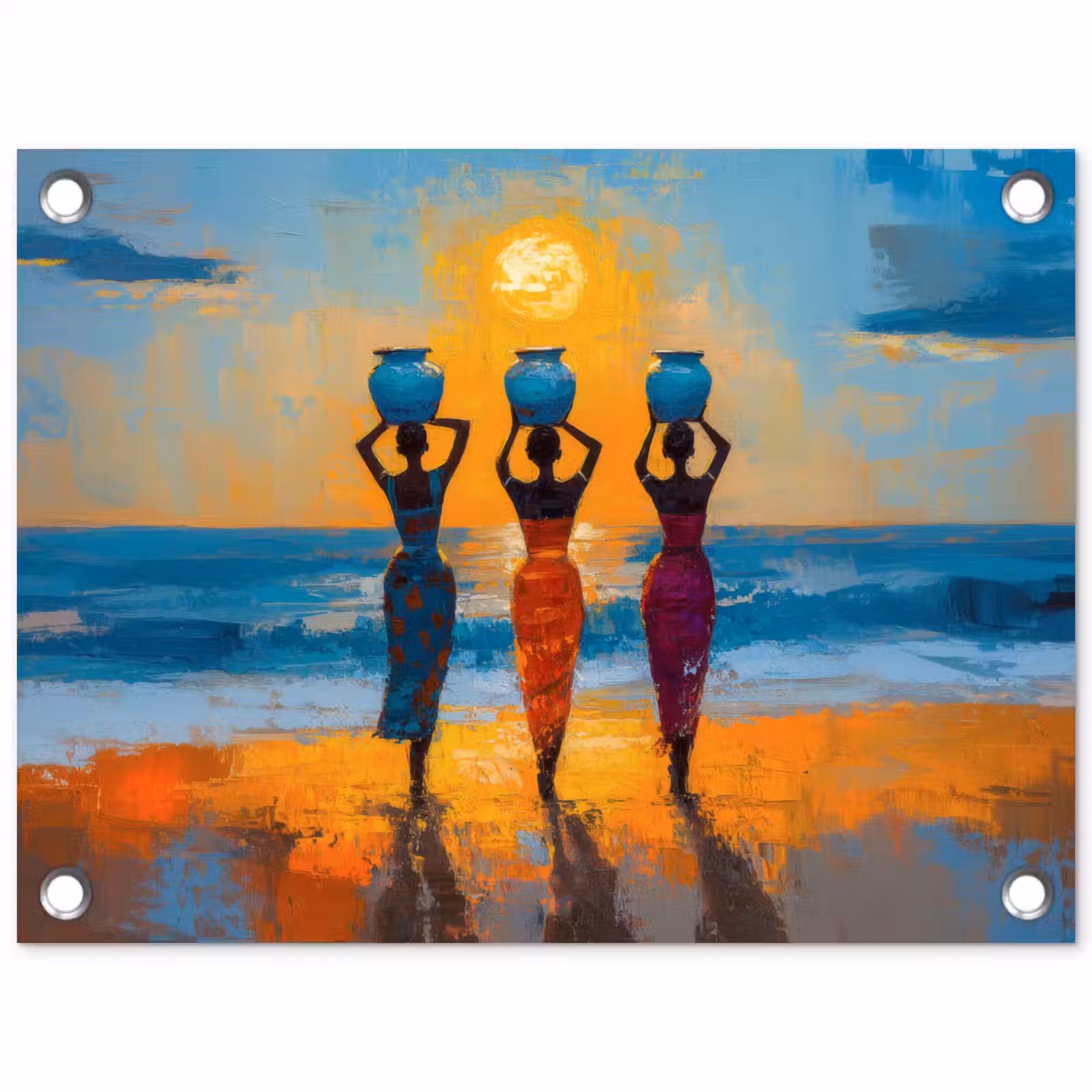 Tuinposter - Vrouwen - Strand - Zondsondergang — 1