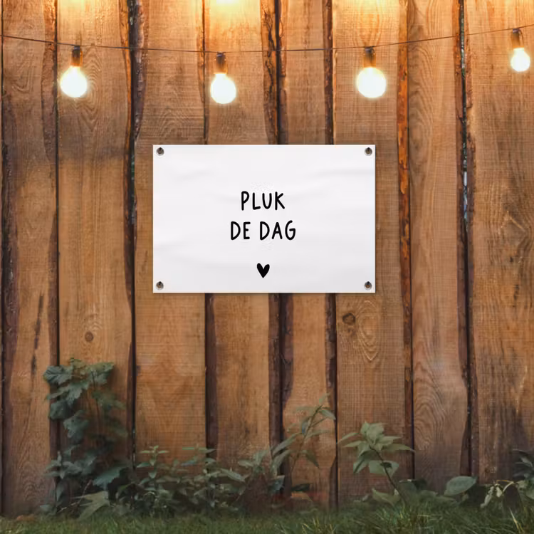Tuinposter - Quotes - Pluk de dag - Tekst - Zwart wit - Hartje — 2