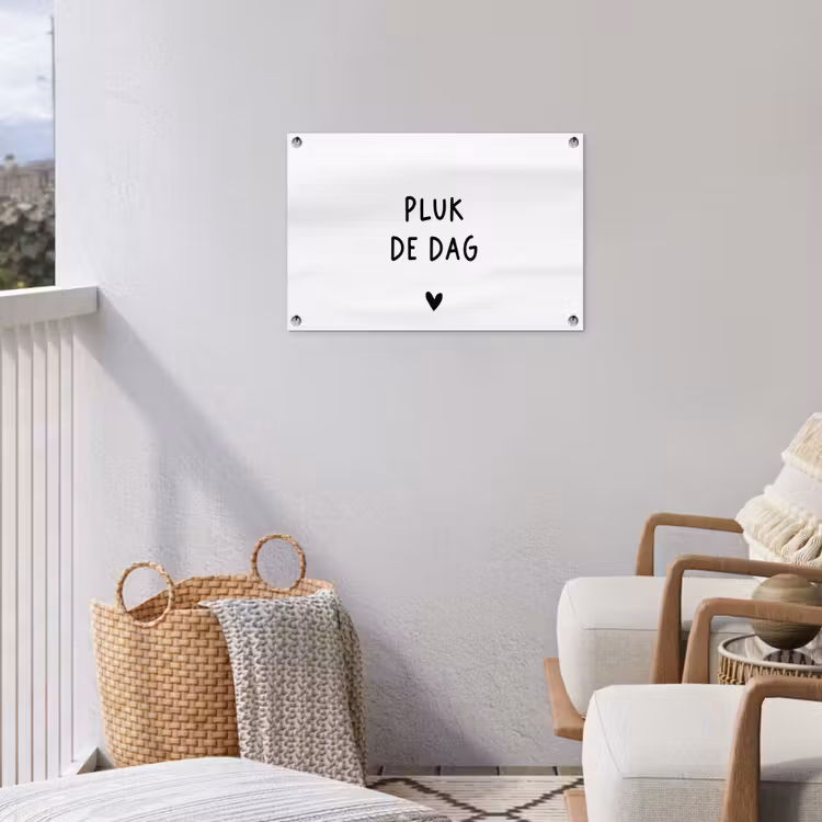 Tuinposter - Quotes - Pluk de dag - Tekst - Zwart wit - Hartje — 3