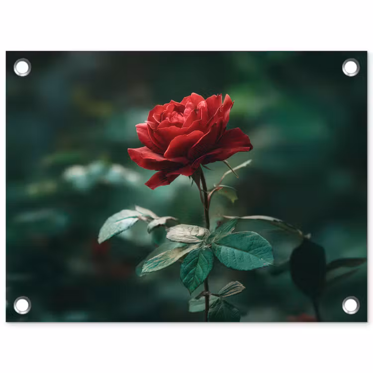 Tuinposter - Roos - Bladeren - Dieprood — 1