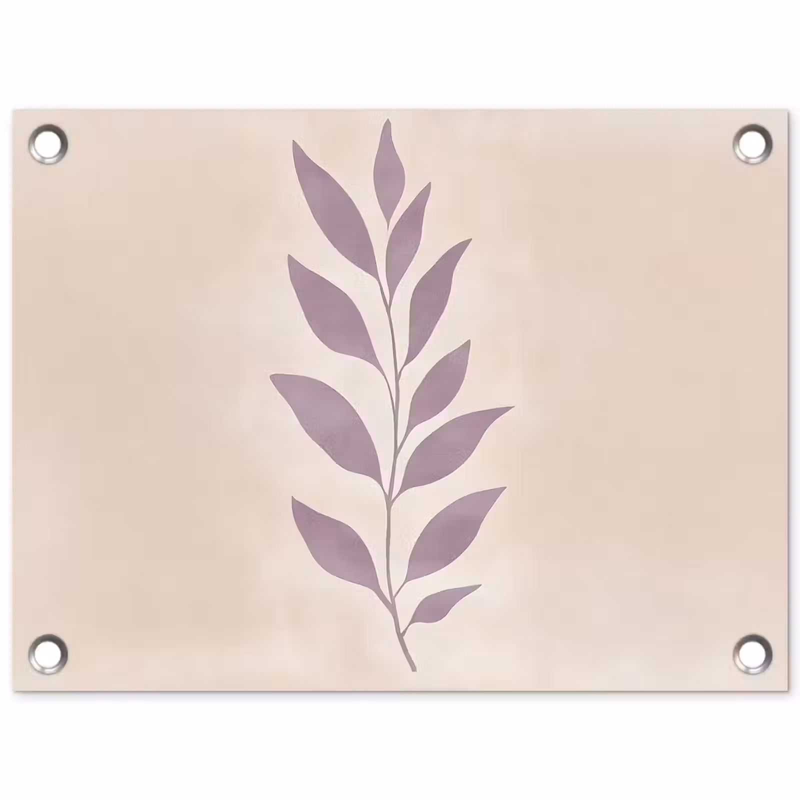Tuinposter - Tak - Bladeren - Minimalistisch - Beige — 1