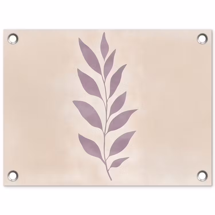 Tuinposter - Tak - Bladeren - Minimalistisch - Beige — 1