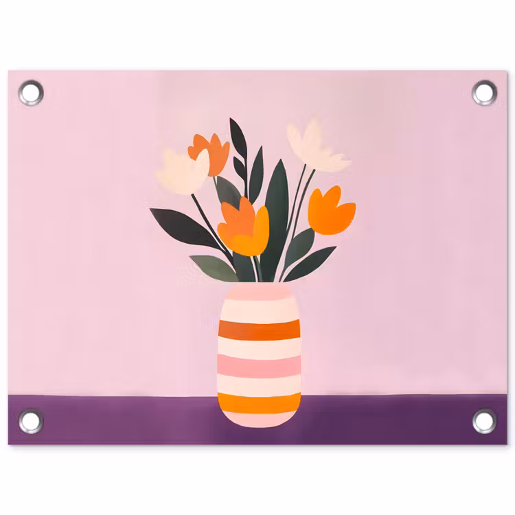 Tuinposter - Tulpen - Vaas - Strepen - Paars — 1