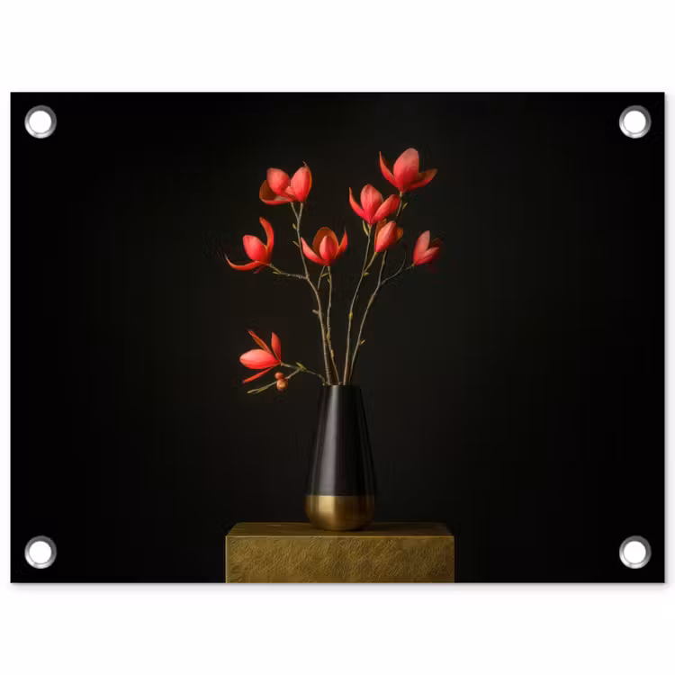 Tuinposter - Rode - Bloemen - Vaas — 1