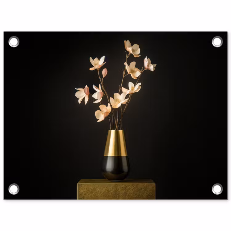 Tuinposter - Sierlijk - Boeket - Goud - Vaas — 1