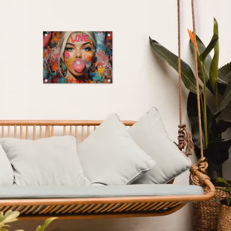 Tuinposter - Vrouw - Kauwgom - Graffiti - Love — 5
