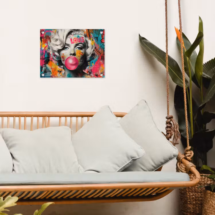 Tuinposter - Vrouw - Kauwgom - Graffiti - Neonkleuren — 5