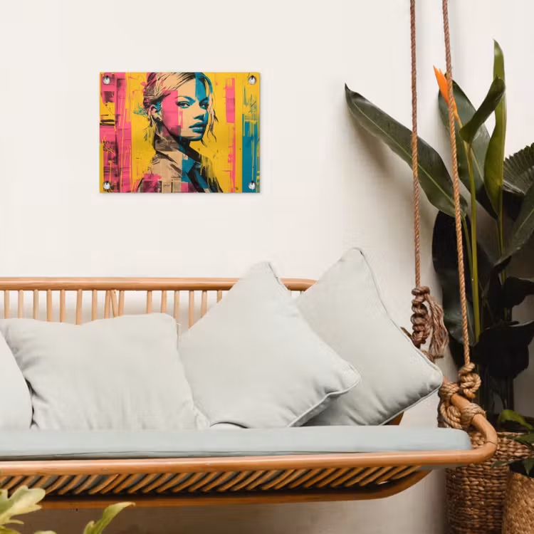 Tuinposter - Vrouw - Verfstrepen - Gekleurd — 5