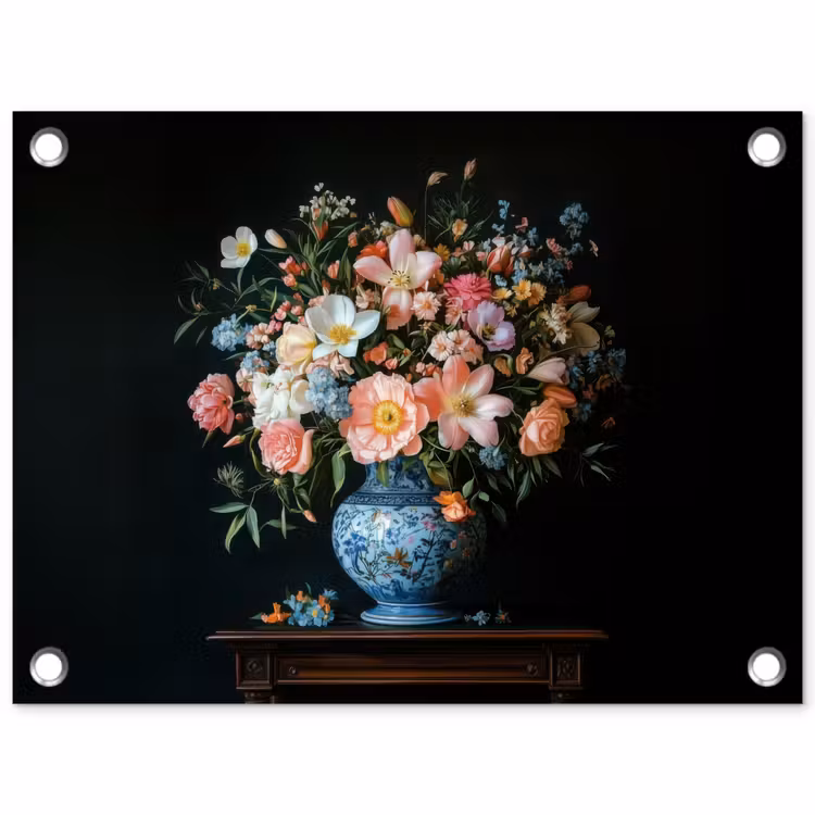 Tuinposter - Roze - Bloemen - Vaas - Kleuren — 1