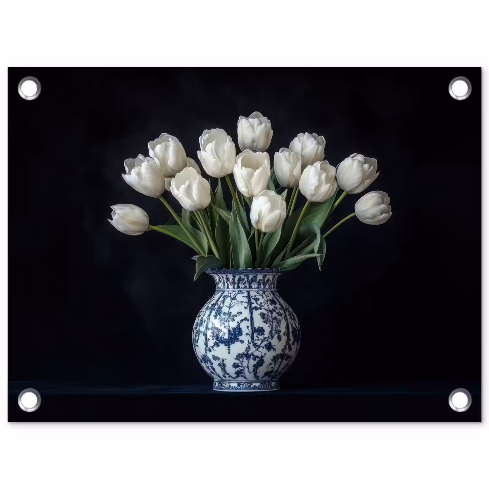 Tuinposter - Wit - Bloemen - Tulpen - Vaas — 1