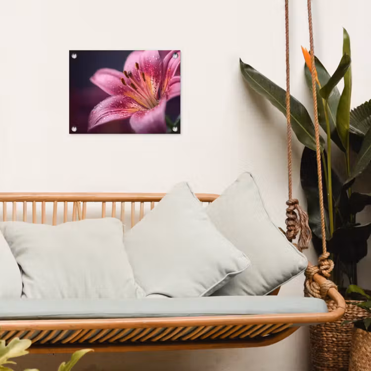 Tuinposter - Roze - lelie - Dauwdruppels — 5