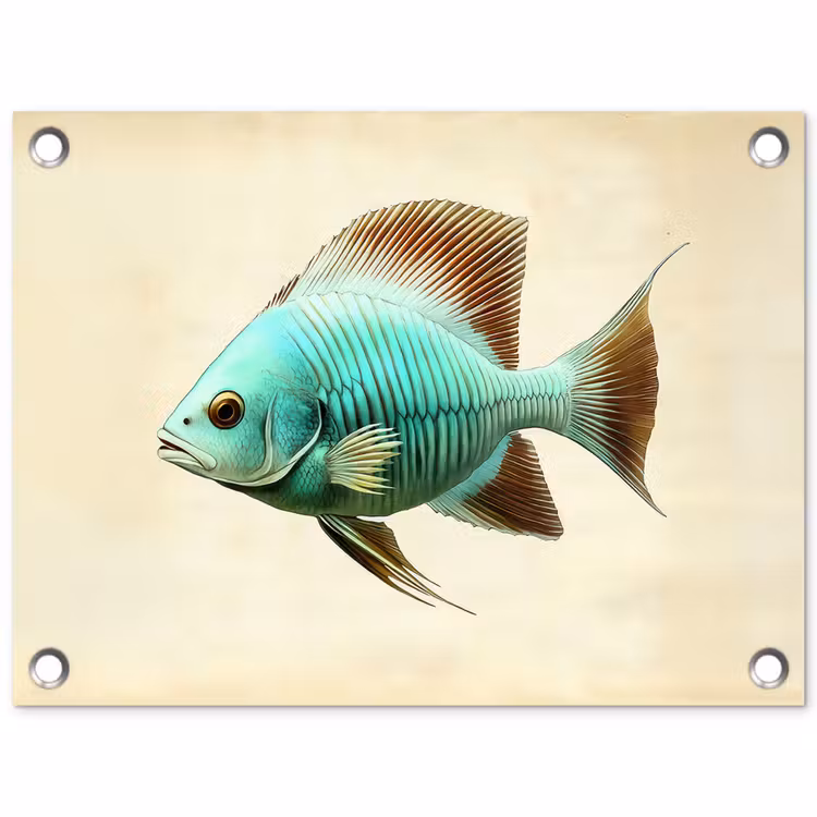 Tuinposter - Schubben - Vis - Mint - Minimalistisch — 1